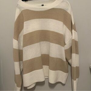 Beige and white sweater